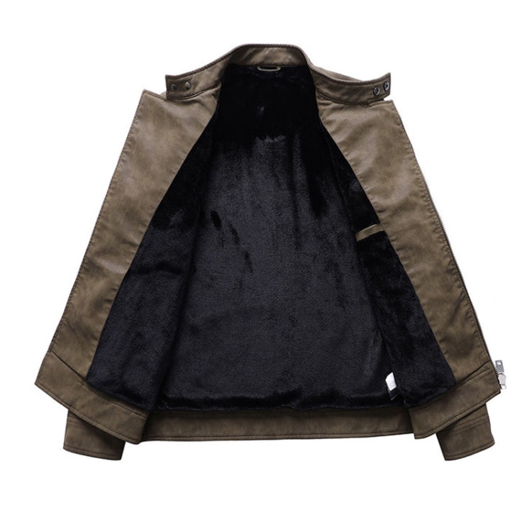 Mens Lapel Leather Motorcycle Jacket, Size: