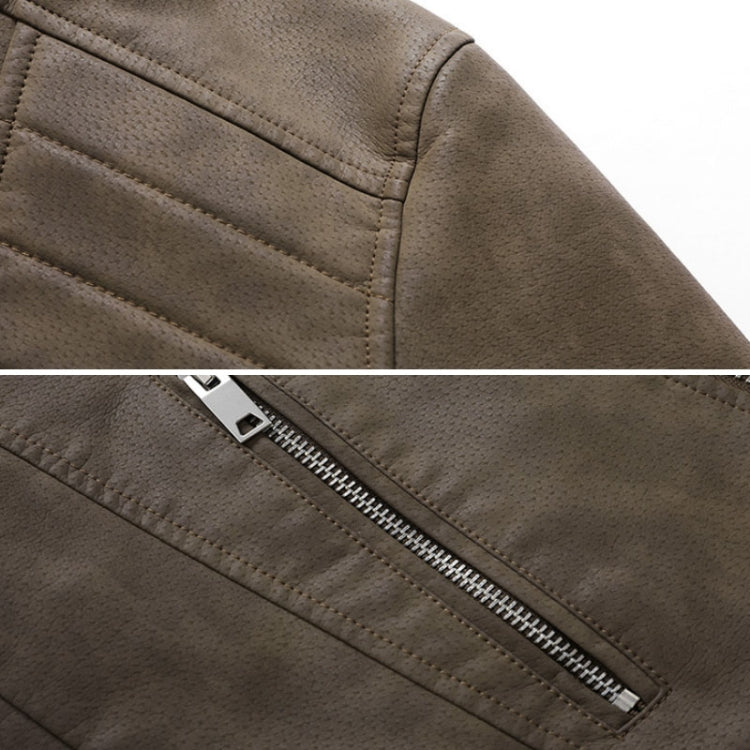 Mens Lapel Leather Motorcycle Jacket, Size: