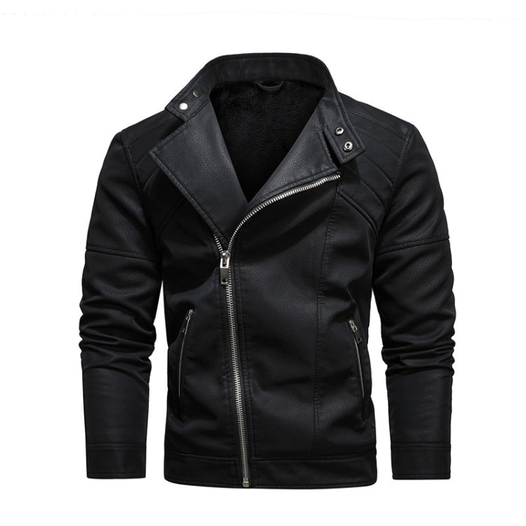 Mens Lapel Leather Motorcycle Jacket, Size: