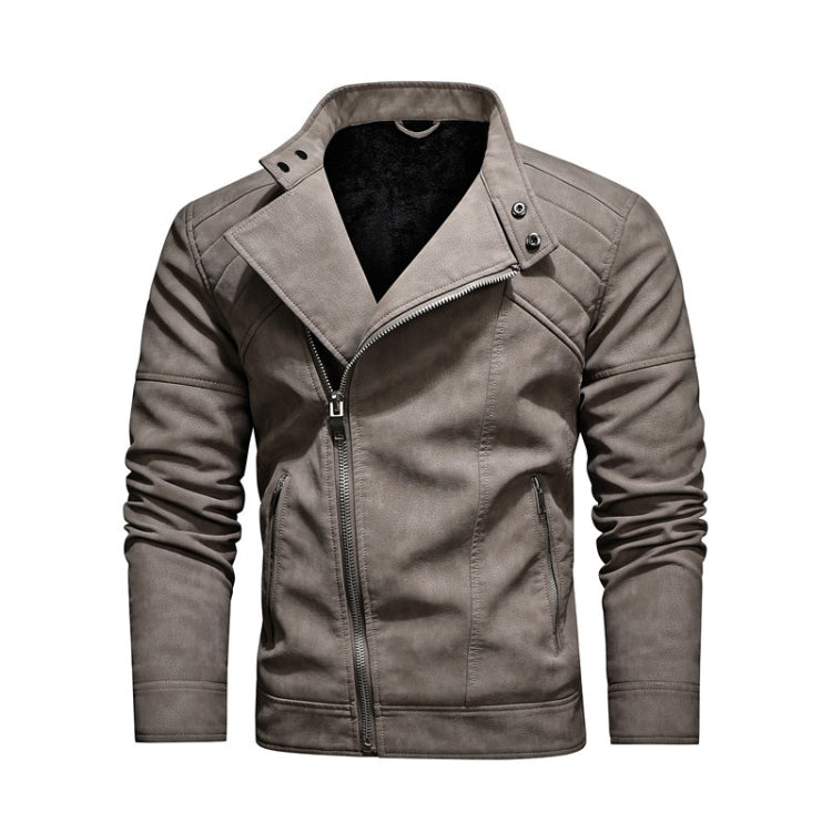 Mens Lapel Leather Motorcycle Jacket, Size: