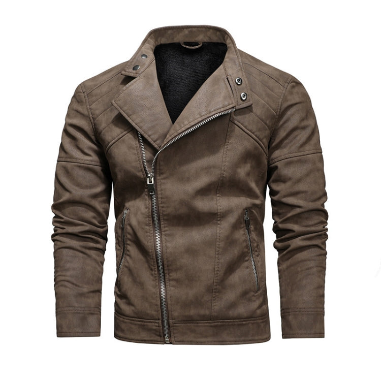 Mens Lapel Leather Motorcycle Jacket, Size: