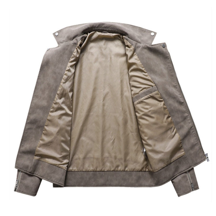 Men Fashion PU Lapel Leather Jacket, Size: