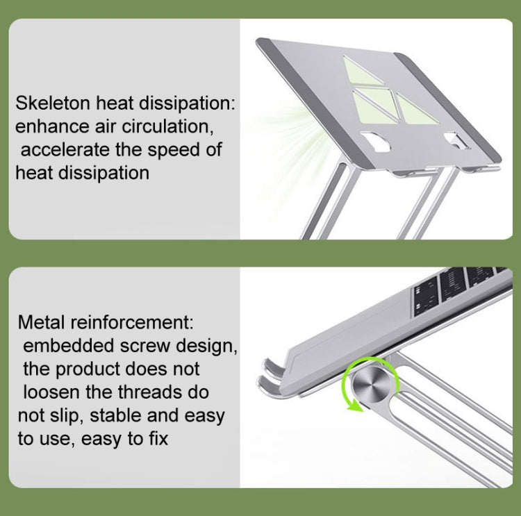 Aluminum Laptop Tablet Stand Foldable Elevated Cooling Rack,Style: Triangle  Deep Gray