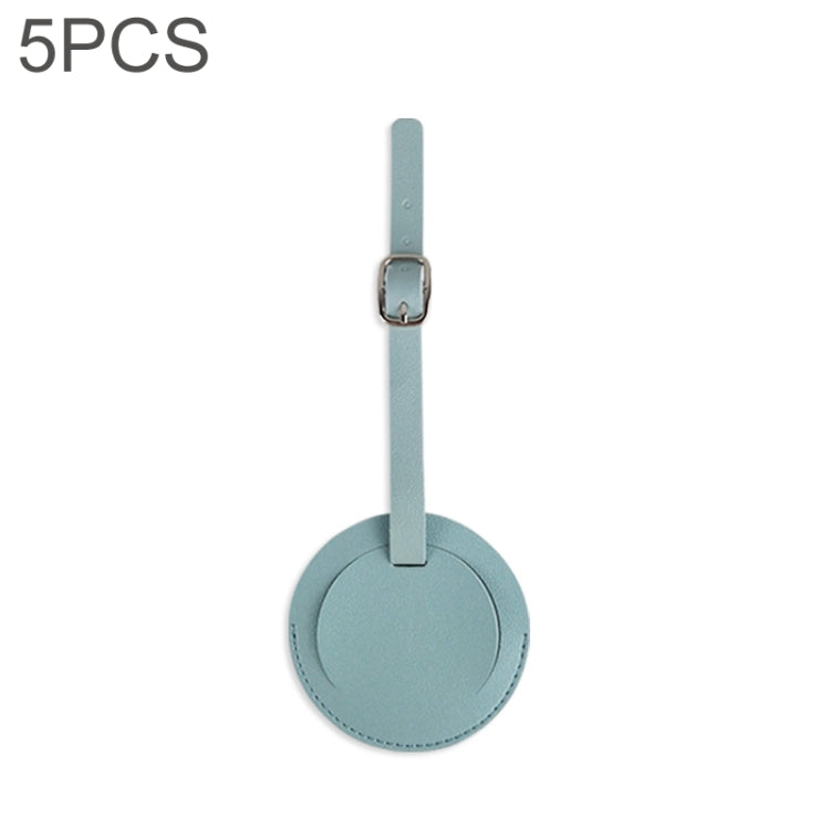5 PCS Soft-Surface Leather Stitched Round Boarding Pass Luggage Tag