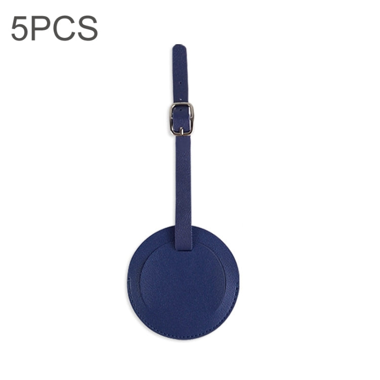 5 PCS Soft-Surface Leather Stitched Round Boarding Pass Luggage Tag