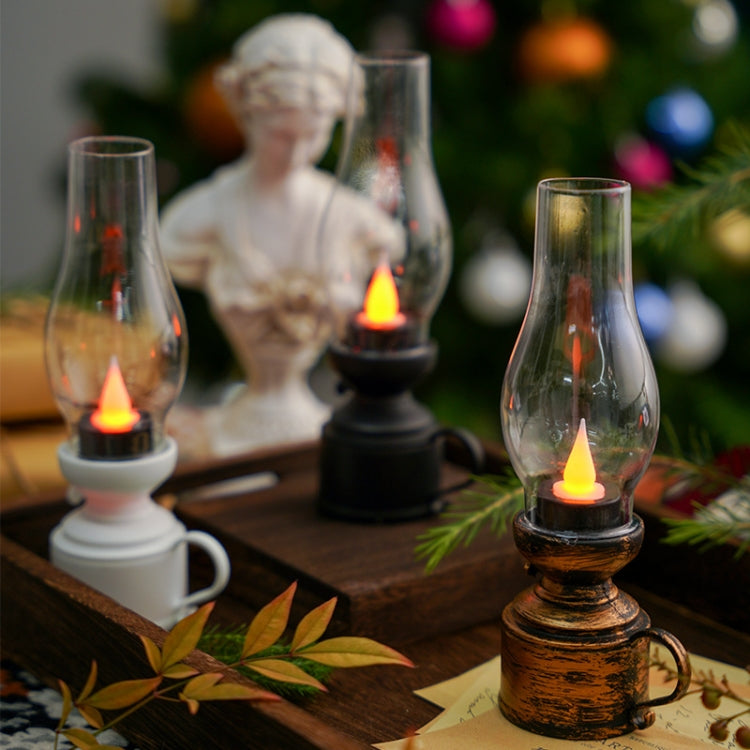 Retro Luminous Kerosene Lamp Christmas Simulation Oil Lamp Decoration, Spec: Shaking (White)