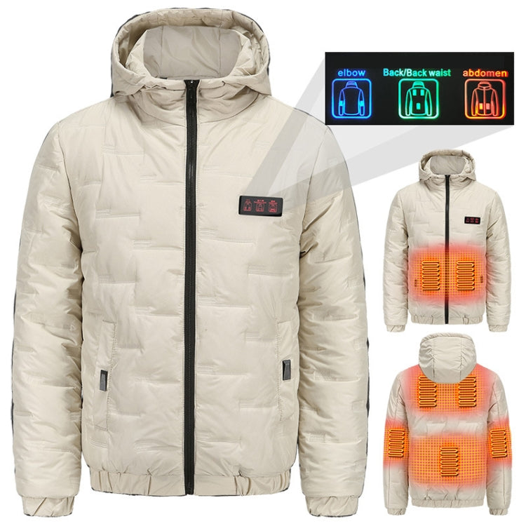 Outdoor Windproof Smart Rechargeable Heated Hooded Cotton Jacket, Size: