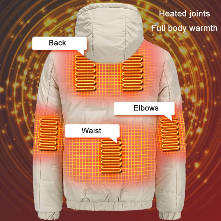 Outdoor Windproof Smart Rechargeable Heated Hooded Cotton Jacket, Size: