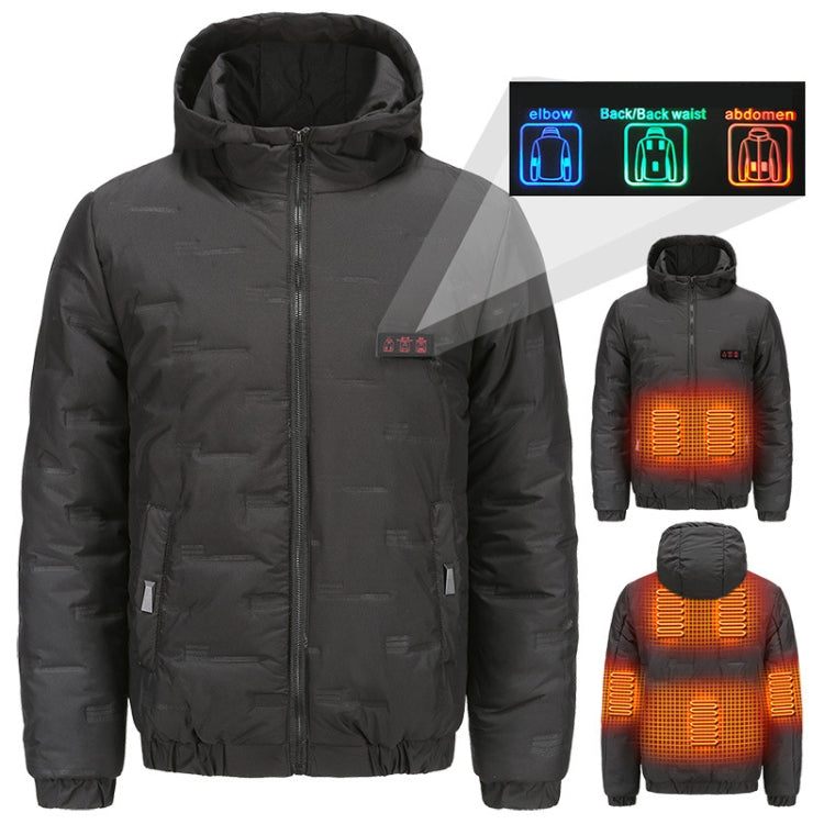 Outdoor Windproof Smart Rechargeable Heated Hooded Cotton Jacket, Size: