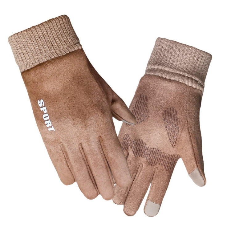 Q35 Suede Men Warm Gloves Touch Screen Sports Cycling Gloves, Size: One Size
