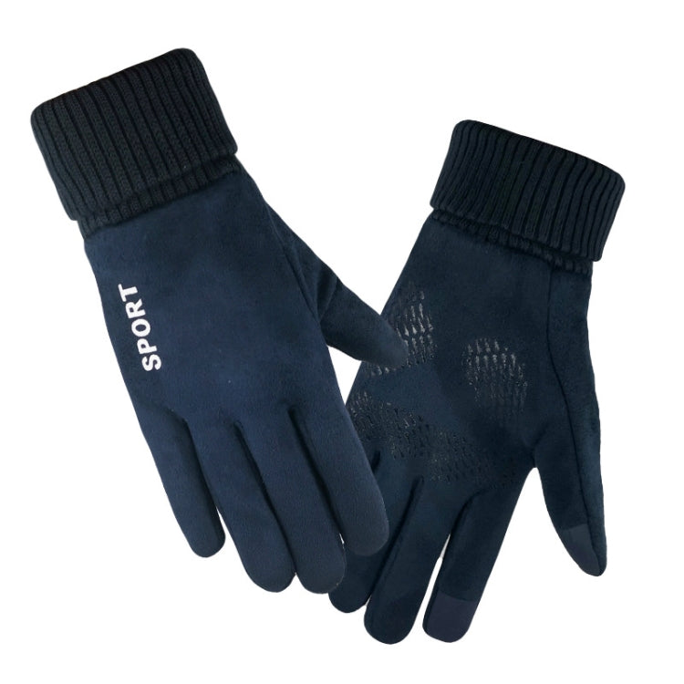 Q35 Suede Men Warm Gloves Touch Screen Sports Cycling Gloves, Size: One Size