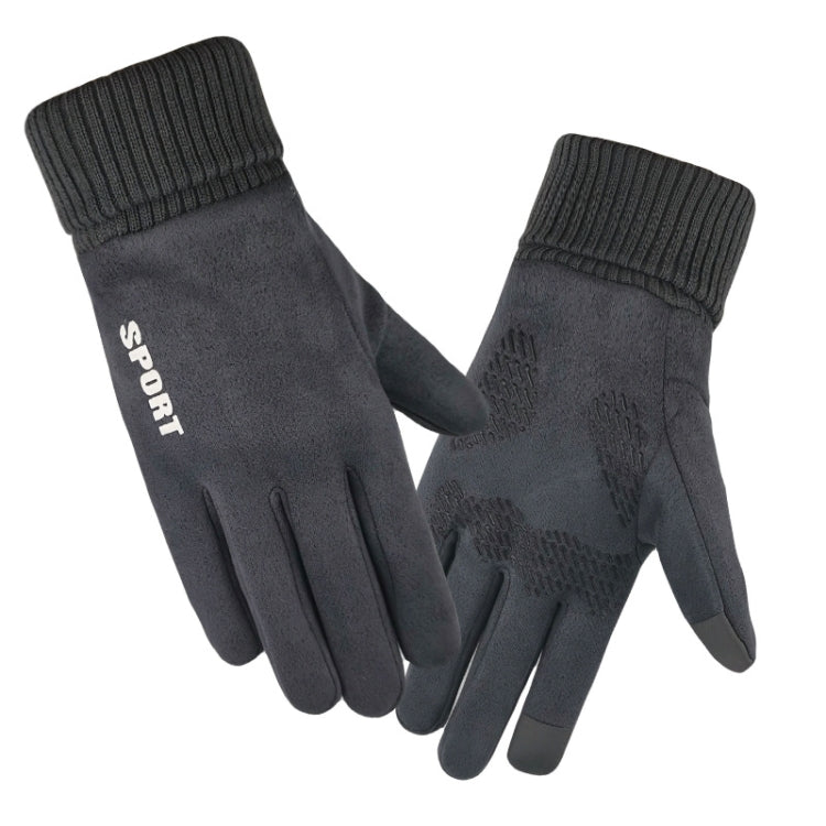 Q35 Suede Men Warm Gloves Touch Screen Sports Cycling Gloves, Size: One Size