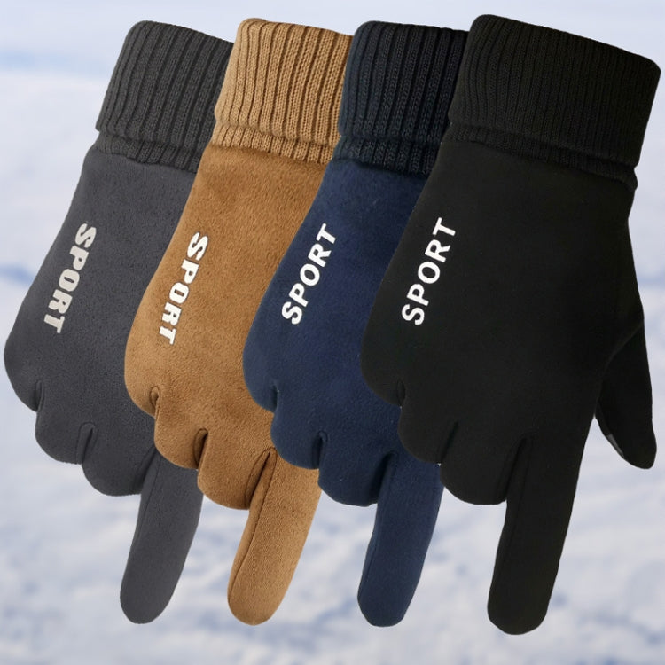 Q35 Suede Men Warm Gloves Touch Screen Sports Cycling Gloves, Size: One Size