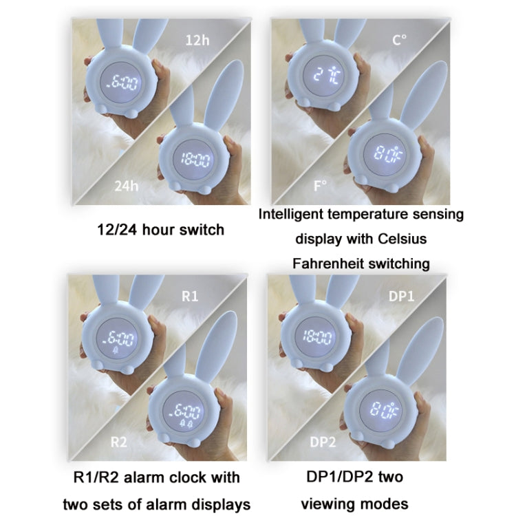 Multifunctional Smart Cartoon Cute Rabbit Desktop Digital Alarm Clock