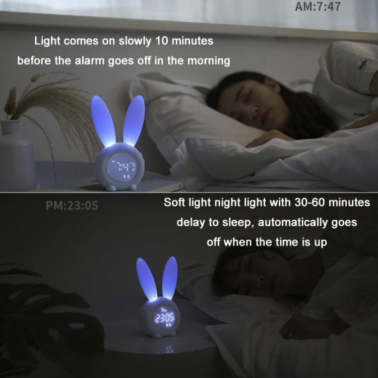 Multifunctional Smart Cartoon Cute Rabbit Desktop Digital Alarm Clock