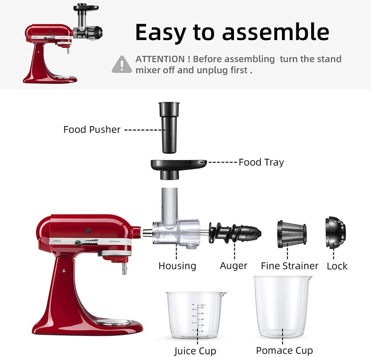 Slow Juicer Part For KitchenAid Stand Mixers 3.5QT 4.5QT 5QT Masticating Juicer