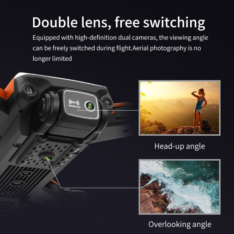 A11 4K HD Dual-Camera Optical Flow Quadcopter Smart Remote Control Aircraft with Light+ESC (Orange)