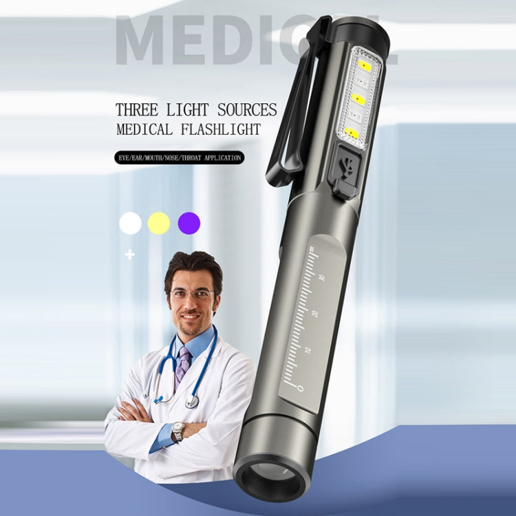 DT005 LED White + Yellow Pen Light Rechargeable Flashlight Doctor Nurse Pen Lighting