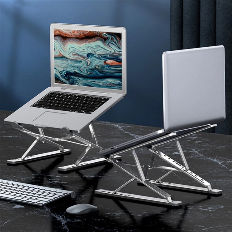 N8 Double-layer Foldable Lifting Aluminum Alloy Laptop Heat Dissipation Stand, Color: Oxidized Silver