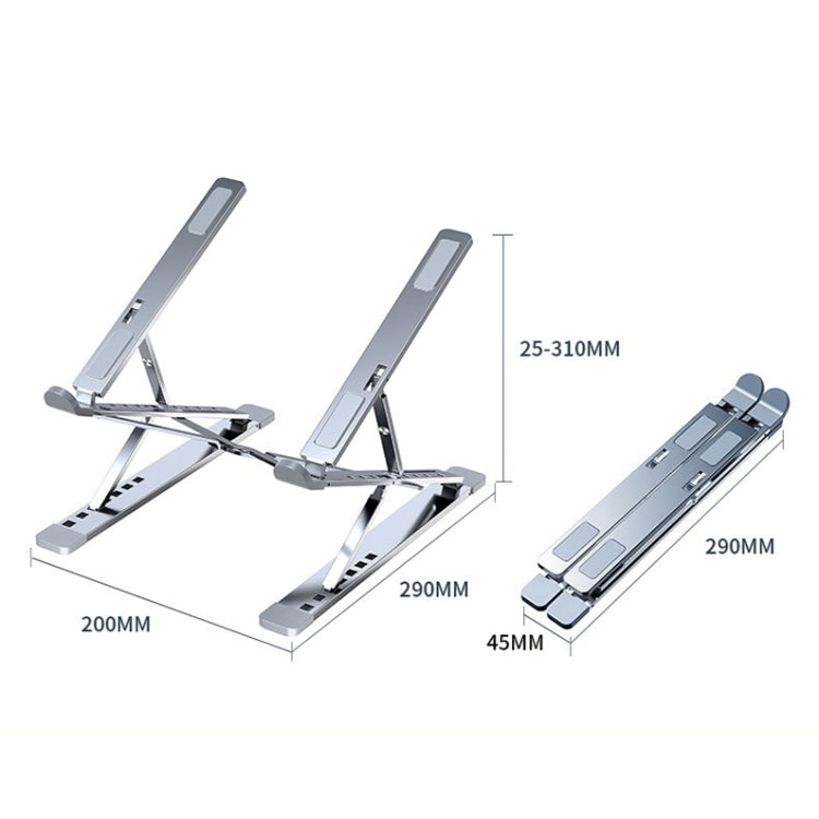 N8 Double-layer Foldable Lifting Aluminum Alloy Laptop Heat Dissipation Stand, Color: Oxidized Silver
