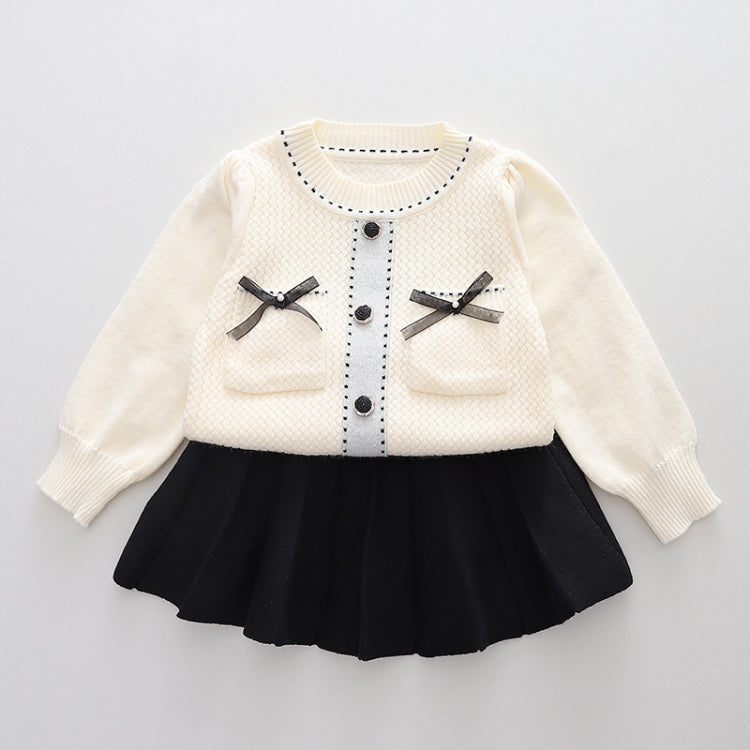 Girls Sweater+ Dress Kit Small Incense Wind Knitted Sweet Princess Outfits, Size: