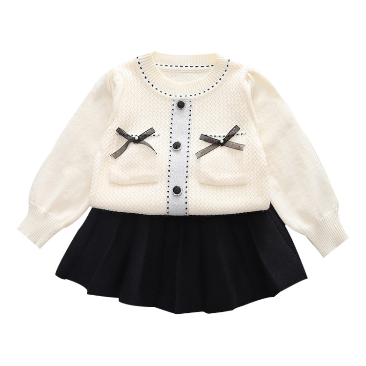 Girls Sweater+ Dress Kit Small Incense Wind Knitted Sweet Princess Outfits, Size: