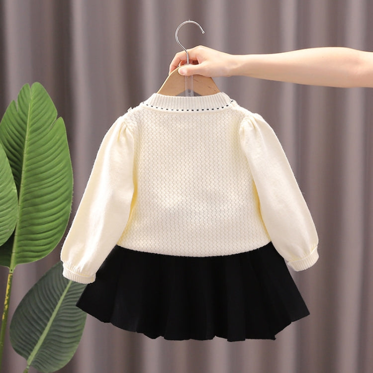 Girls Sweater+ Dress Kit Small Incense Wind Knitted Sweet Princess Outfits, Size: