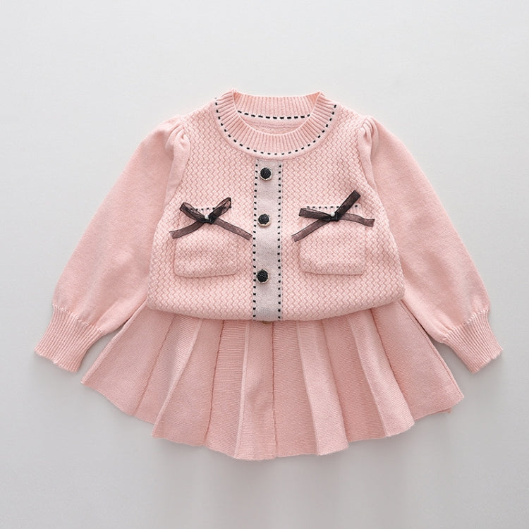 Girls Sweater+ Dress Kit Small Incense Wind Knitted Sweet Princess Outfits, Size: