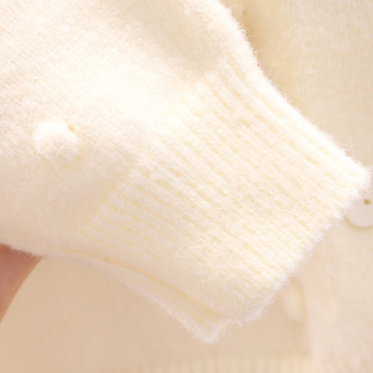 Baby Girls Flower Sweater Cardigan Winter Solid Color Knitted Sweater, Size: