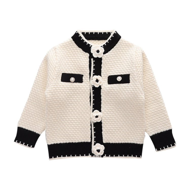 Girls Cardigan Autumn Winter Knitted Sweater Camellia Jacket, Size: