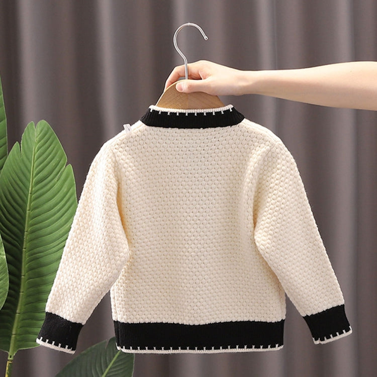 Girls Cardigan Autumn Winter Knitted Sweater Camellia Jacket, Size: