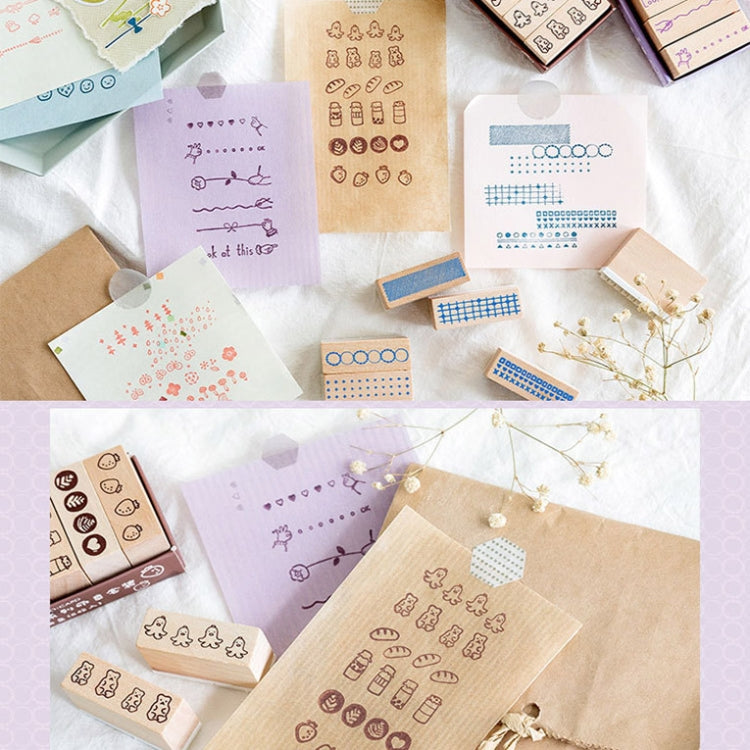MMK09C 6PCS/Set Mini Cartoon Series Log Handbook DIY Decorative Stamps, Spec: Gesture