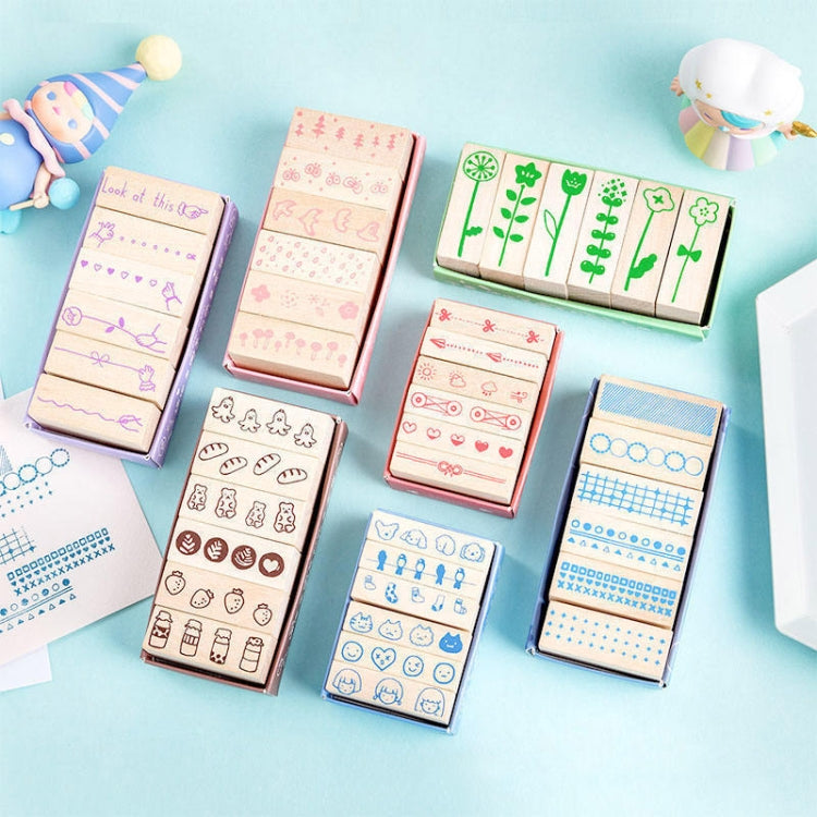 MMK09C 6PCS/Set Mini Cartoon Series Log Handbook DIY Decorative Stamps, Spec: Gesture