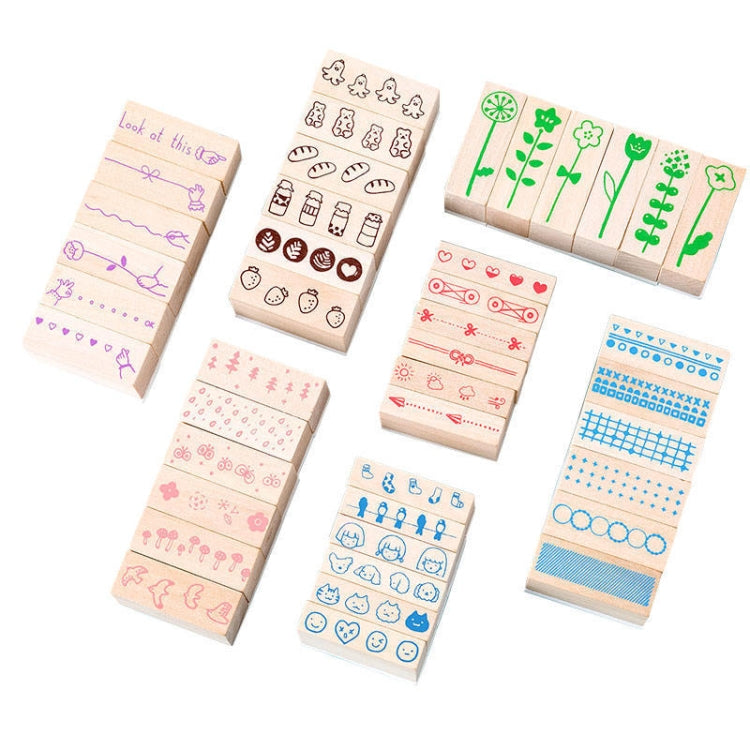 MMK09C 6PCS/Set Mini Cartoon Series Log Handbook DIY Decorative Stamps, Spec: Forest