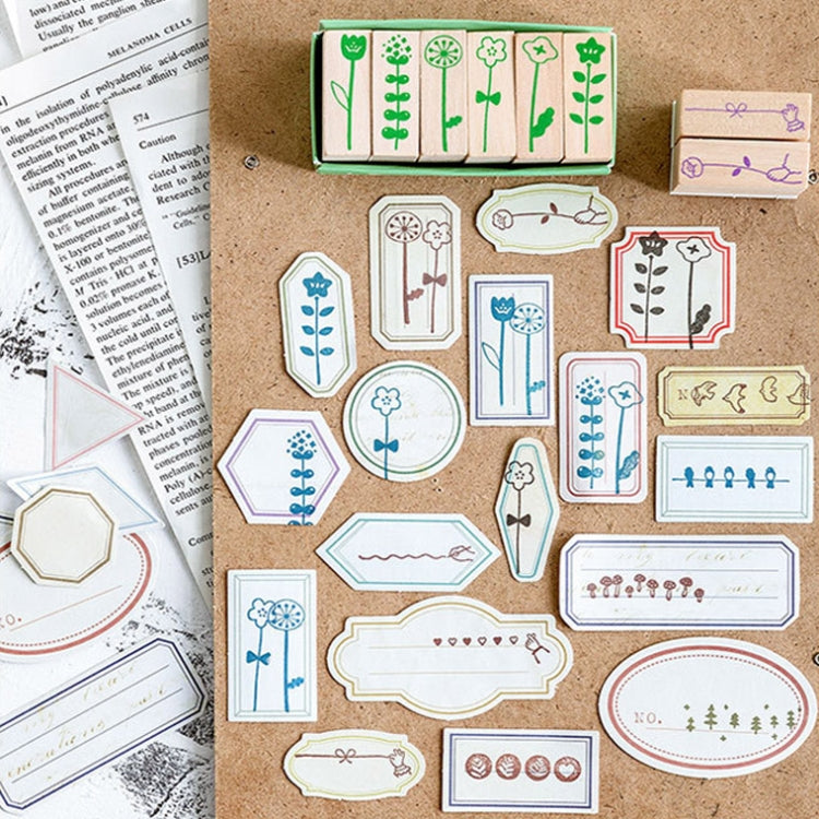MMK09C 6PCS/Set Mini Cartoon Series Log Handbook DIY Decorative Stamps, Spec: Forest