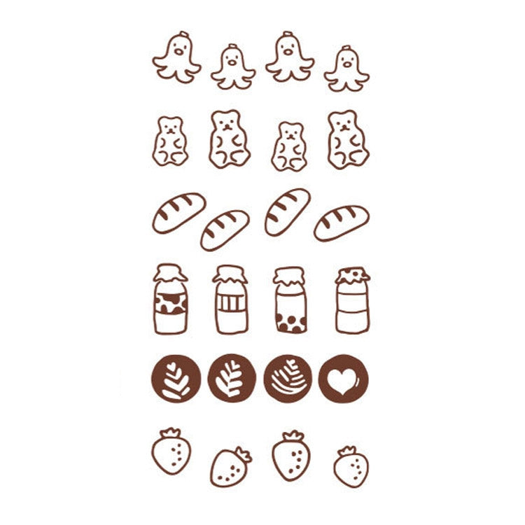 MMK09C 6PCS/Set Mini Cartoon Series Log Handbook DIY Decorative Stamps, Spec: Snack