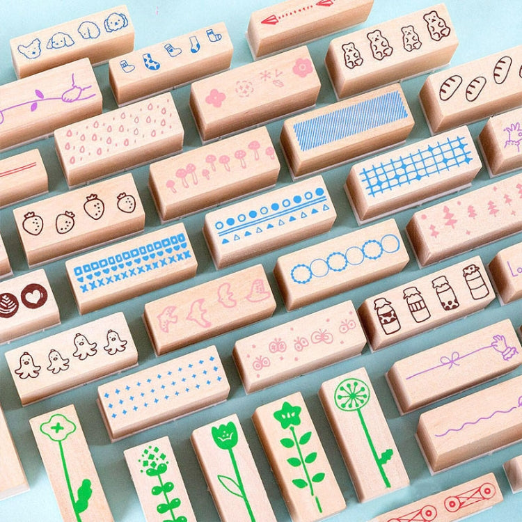 MMK09C 6PCS/Set Mini Cartoon Series Log Handbook DIY Decorative Stamps, Spec: Snack