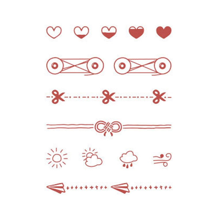 MMK09C 6PCS/Set Mini Cartoon Series Log Handbook DIY Decorative Stamps, Spec: Things