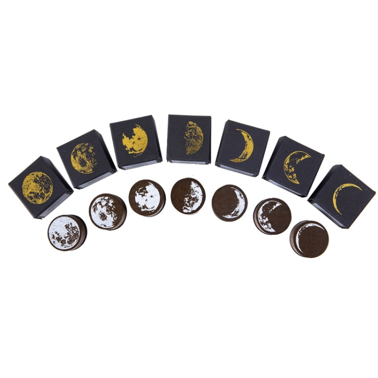 5 PCS Moon Phase Series Handbook Decoration DIY Wooden Stamp