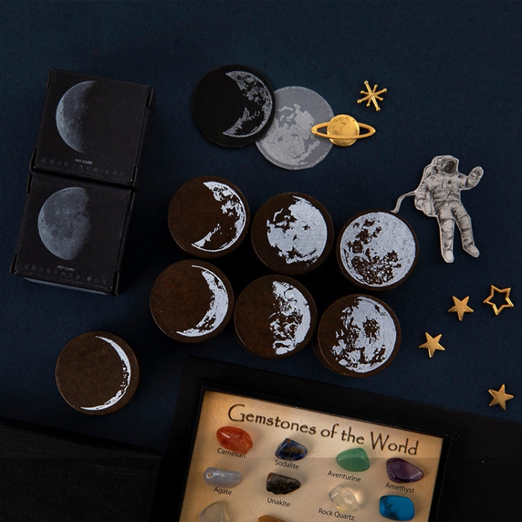 5 PCS Moon Phase Series Handbook Decoration DIY Wooden Stamp