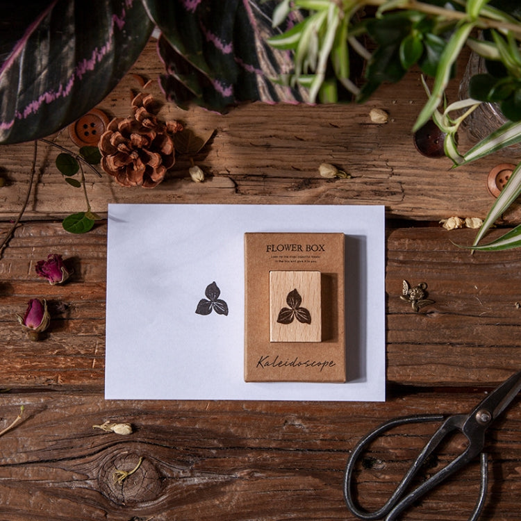 4 PCS  Vintage Botanical Stamp DIY Handbook Decorative Journal Beechwood Stamp