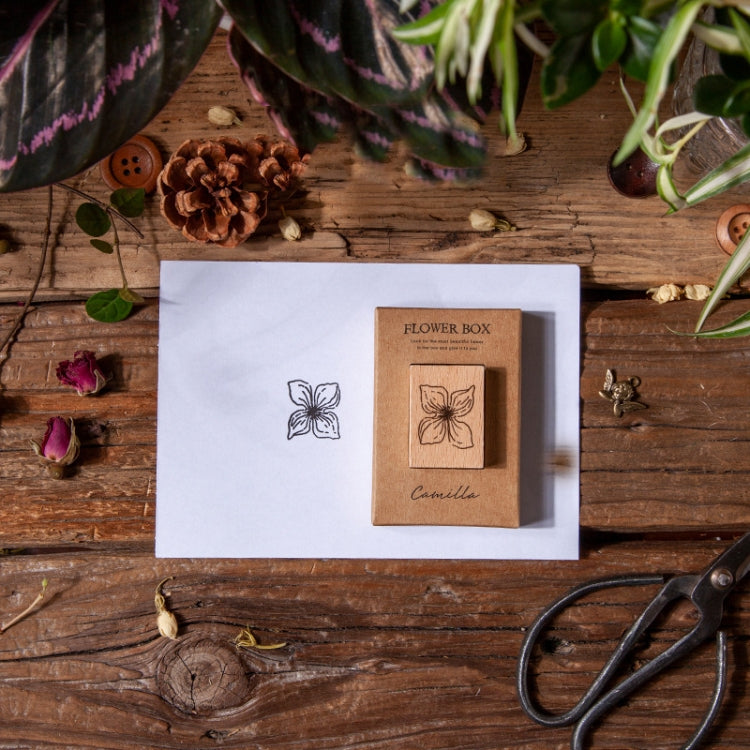 4 PCS  Vintage Botanical Stamp DIY Handbook Decorative Journal Beechwood Stamp