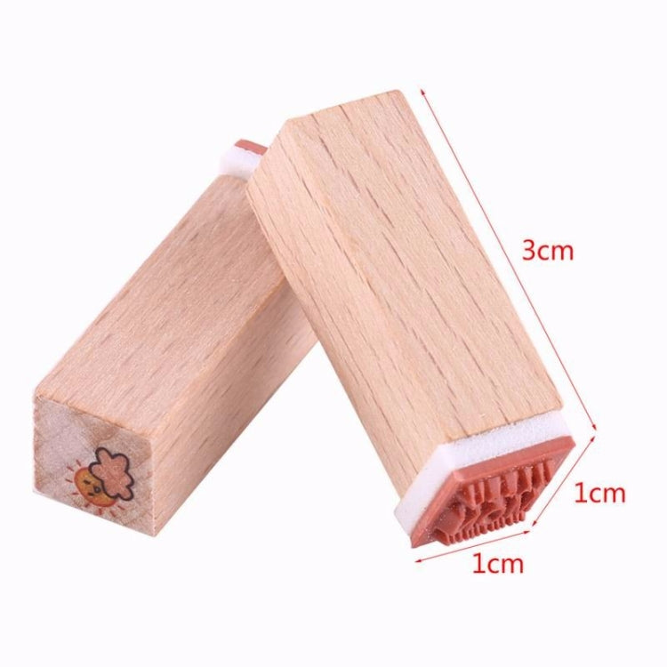 2 Sets D25 12PCS/Set Wooden Cartoon Handbook Decoration Stamps