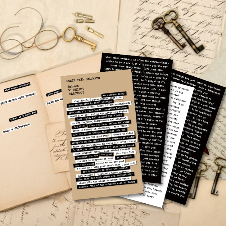 3 Sets Handbook DIY Vintage Text Sticker Material Pack