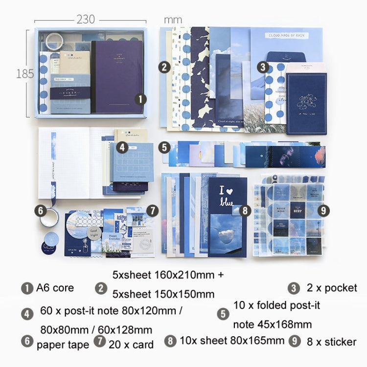 122 PCS / Set Wind Chases Clouds Simple Retro Handbook Set Material Notebook