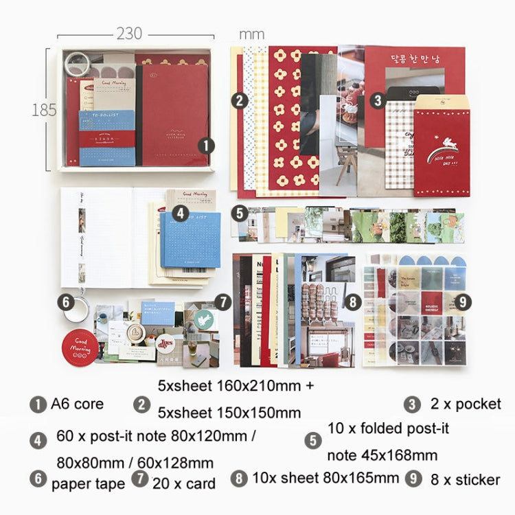 122 PCS / Set Autumn Photo Studio Simple Retro Handbook Set Material Notebook