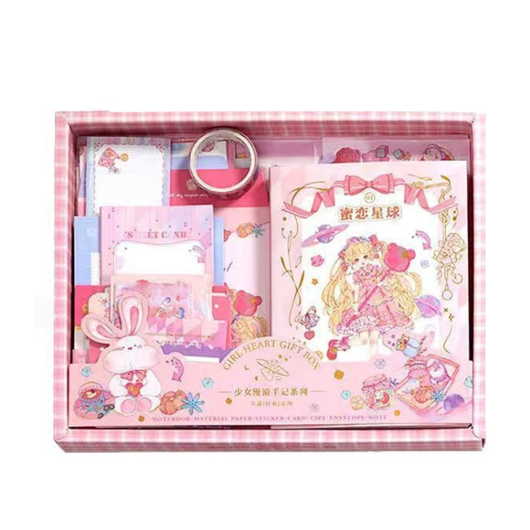 123 PCS / Set Honey Love Planet Simple Retro Handbook Set Material Notebook