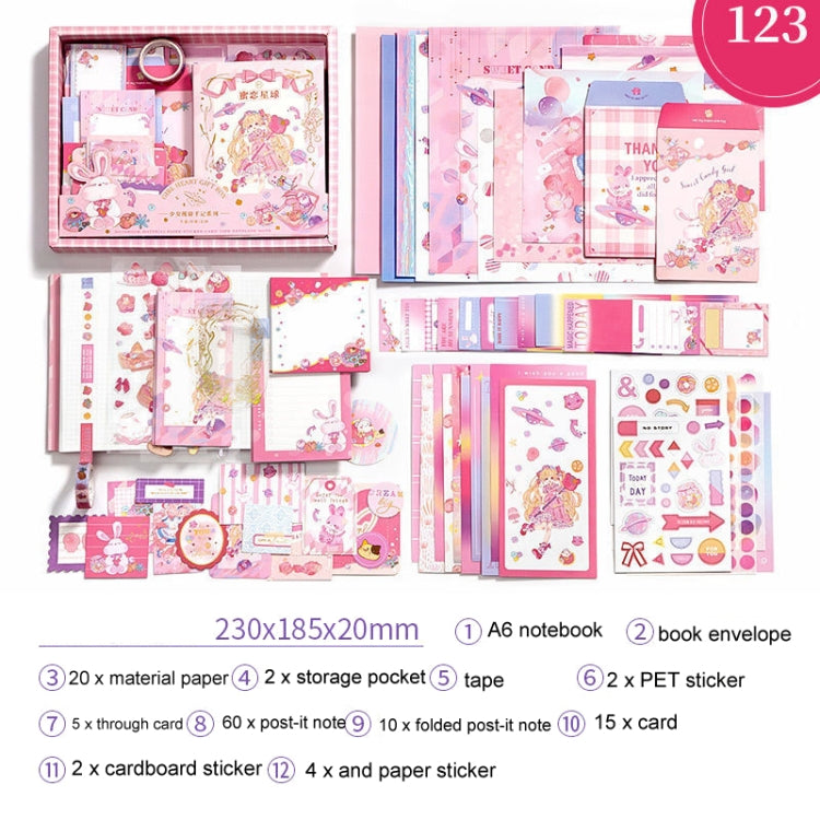 123 PCS / Set Honey Love Planet Simple Retro Handbook Set Material Notebook
