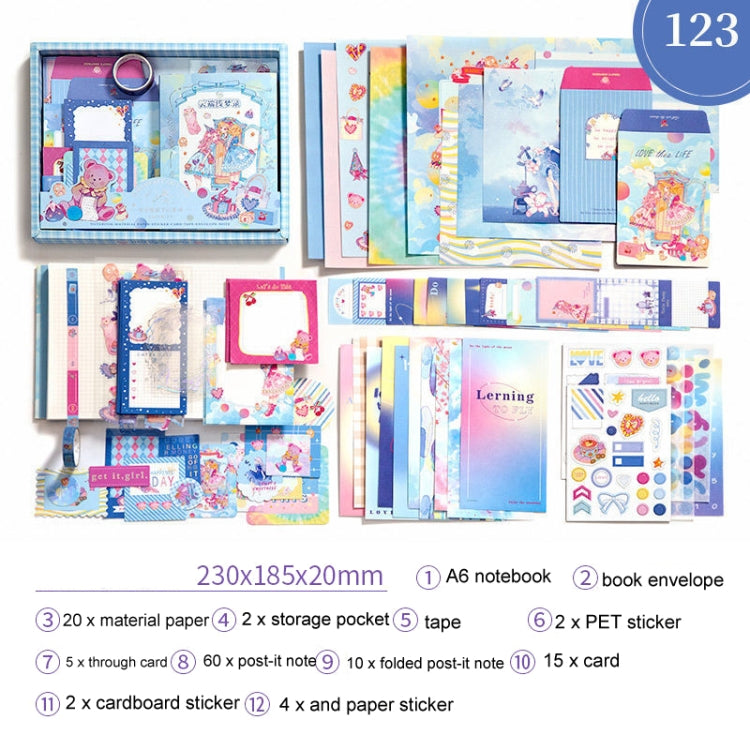 123 PCS / Set Cloud Light Dream Simple Retro Handbook Set Material Notebook