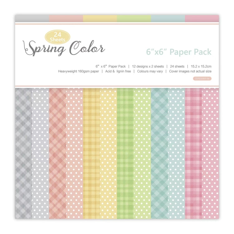 2 Sets 6 Inch Spring Color Style Scrapbooking Background Paper Art Handmade Crafts,Spec: 24 Sheets/Set
